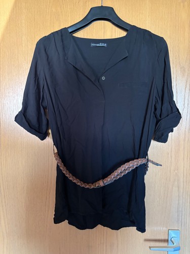 Schwarze halbarm bluse - schwarze, halbarm-bluse