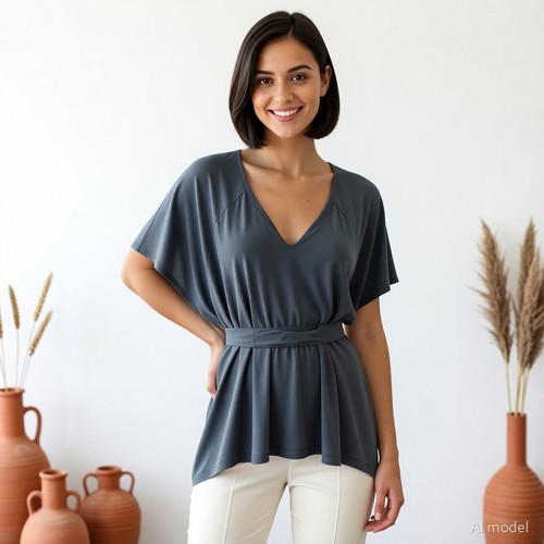 Lagenlook tunika bluse grau - lagenlook,
